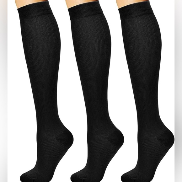 Compression Socks for Women & Men Circulation (3 Pairs) 15-20 mmHg in Bl… - Picture 1 of 9